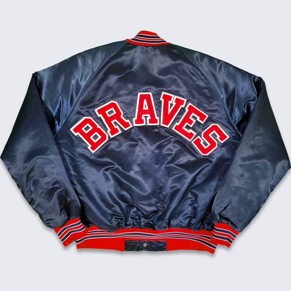 Atlanta Braves Vintage 80s Chalk Line Satin Bomber Jacket